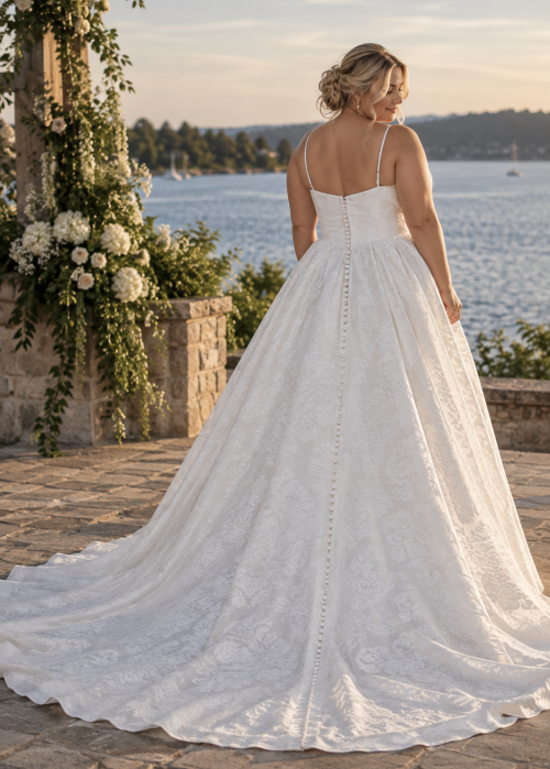 Ivory Spaghetti Strap Ballgown Wedding Dress