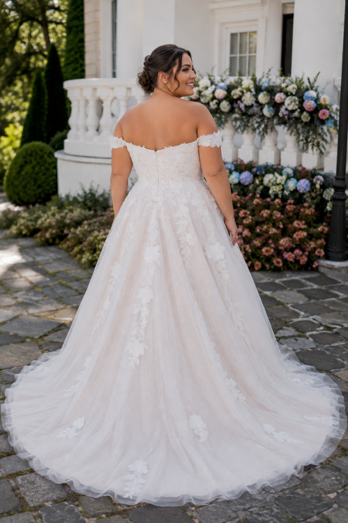 Plus Size Off-the-Shoulder Lace A-Line Wedding Dress