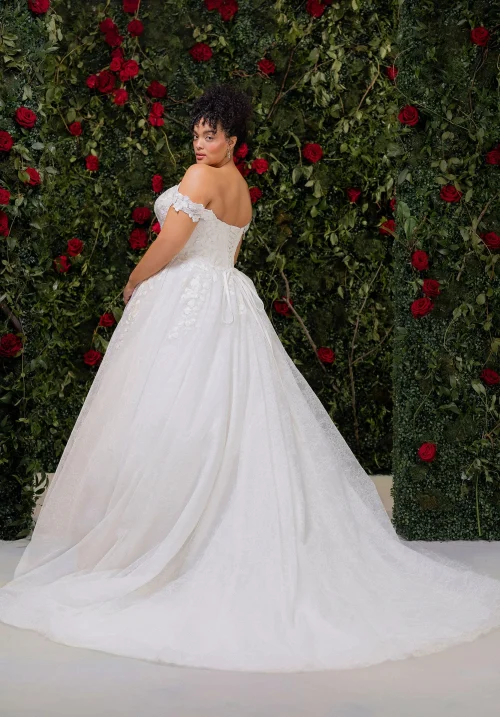 Plus Size Strapless Lace Ball Gown Wedding Dress