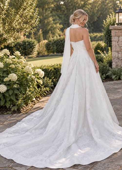 Strapless Brocade A-Line Wedding Dress